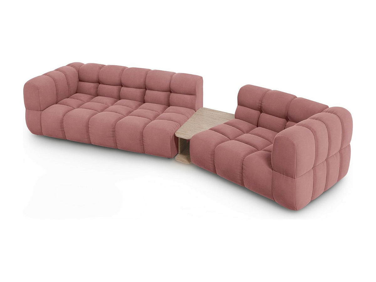Canapé modulable 3 places rose velours