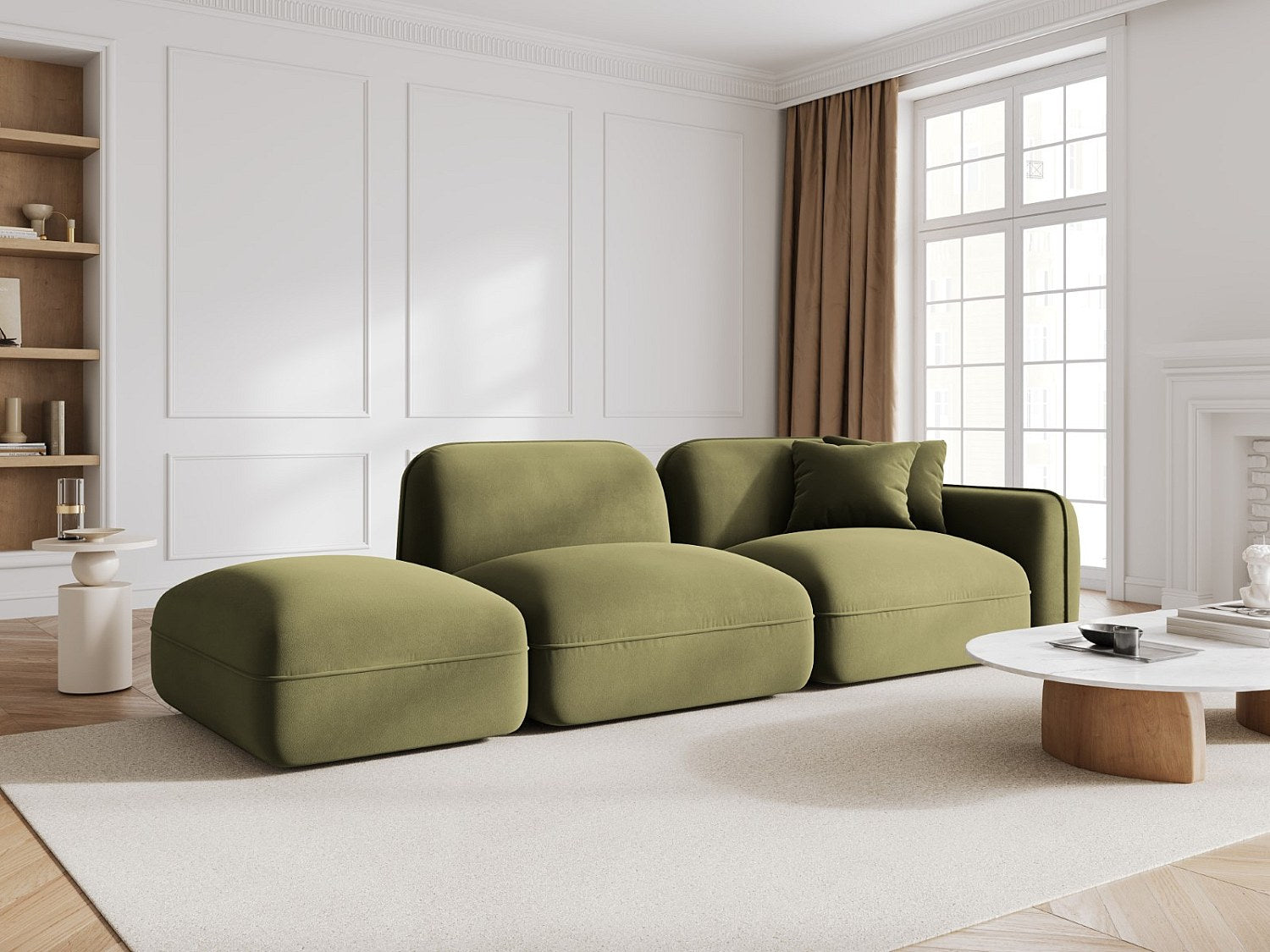 Canapé modulable 3 places vert velours