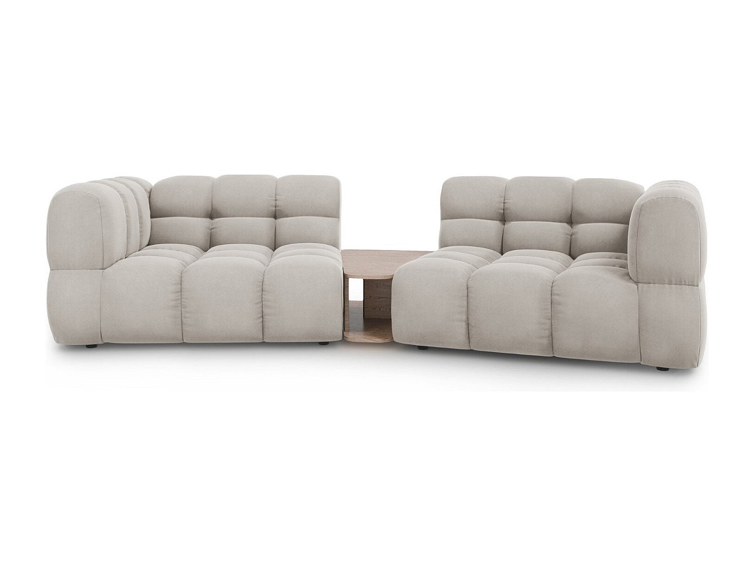 Canapé modulable 2 places beige velours