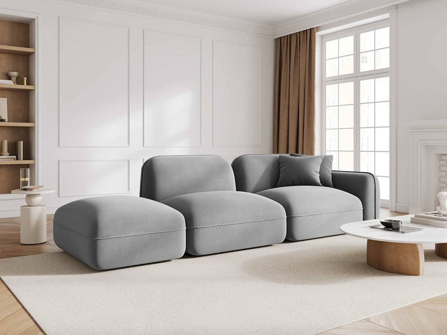 Canapé modulable 3 places gris velours