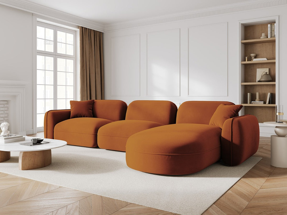 Canapé modulable 4 places orange velours