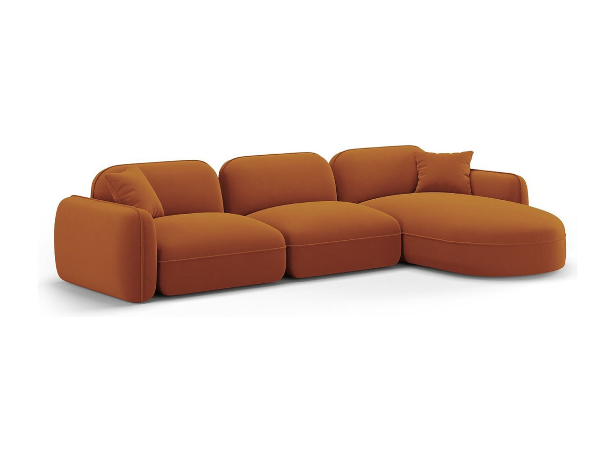 Canapé modulable 4 places orange velours