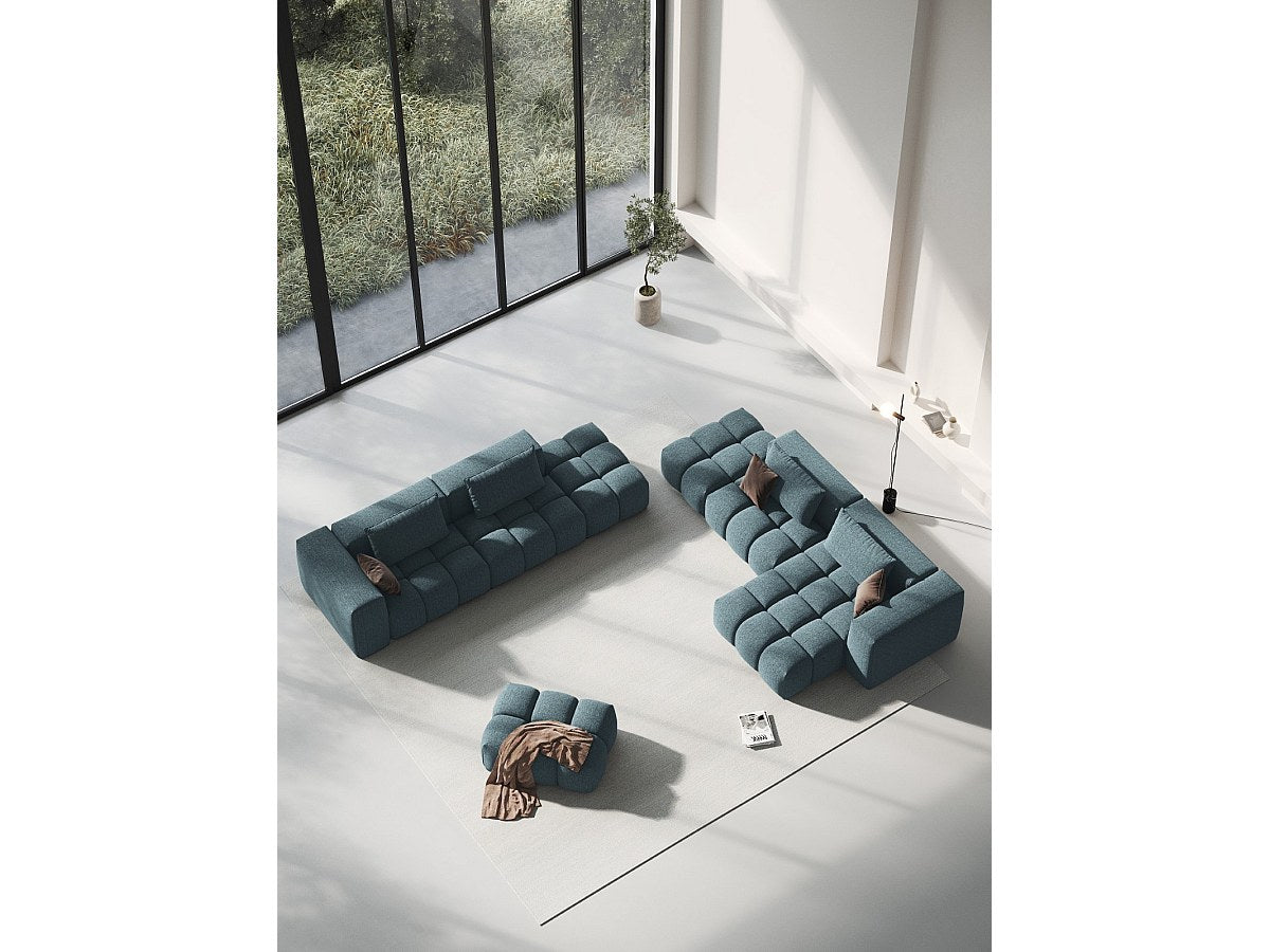Canapé modulable 4 places bleu tissu