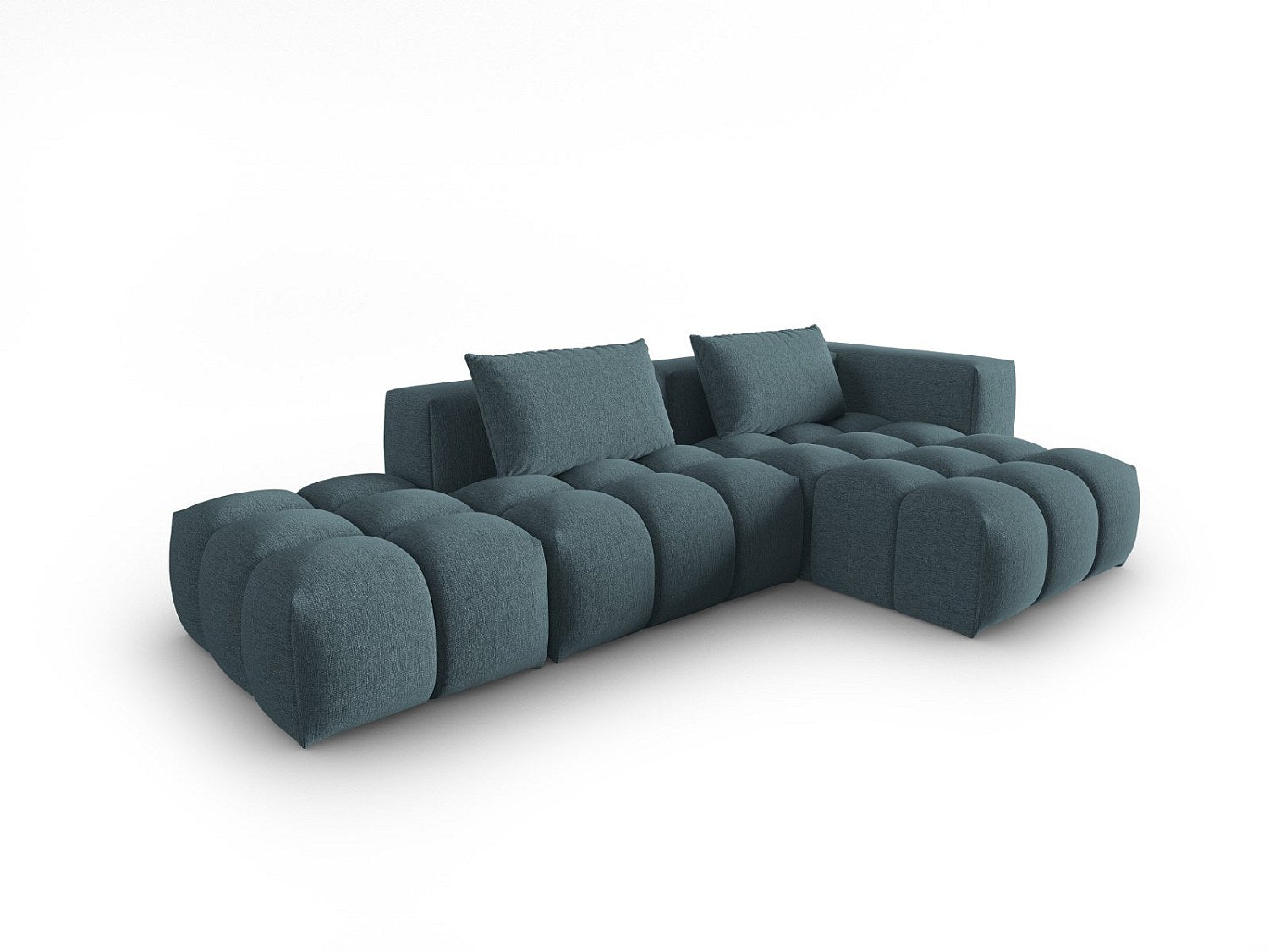 Canapé modulable 4 places bleu tissu