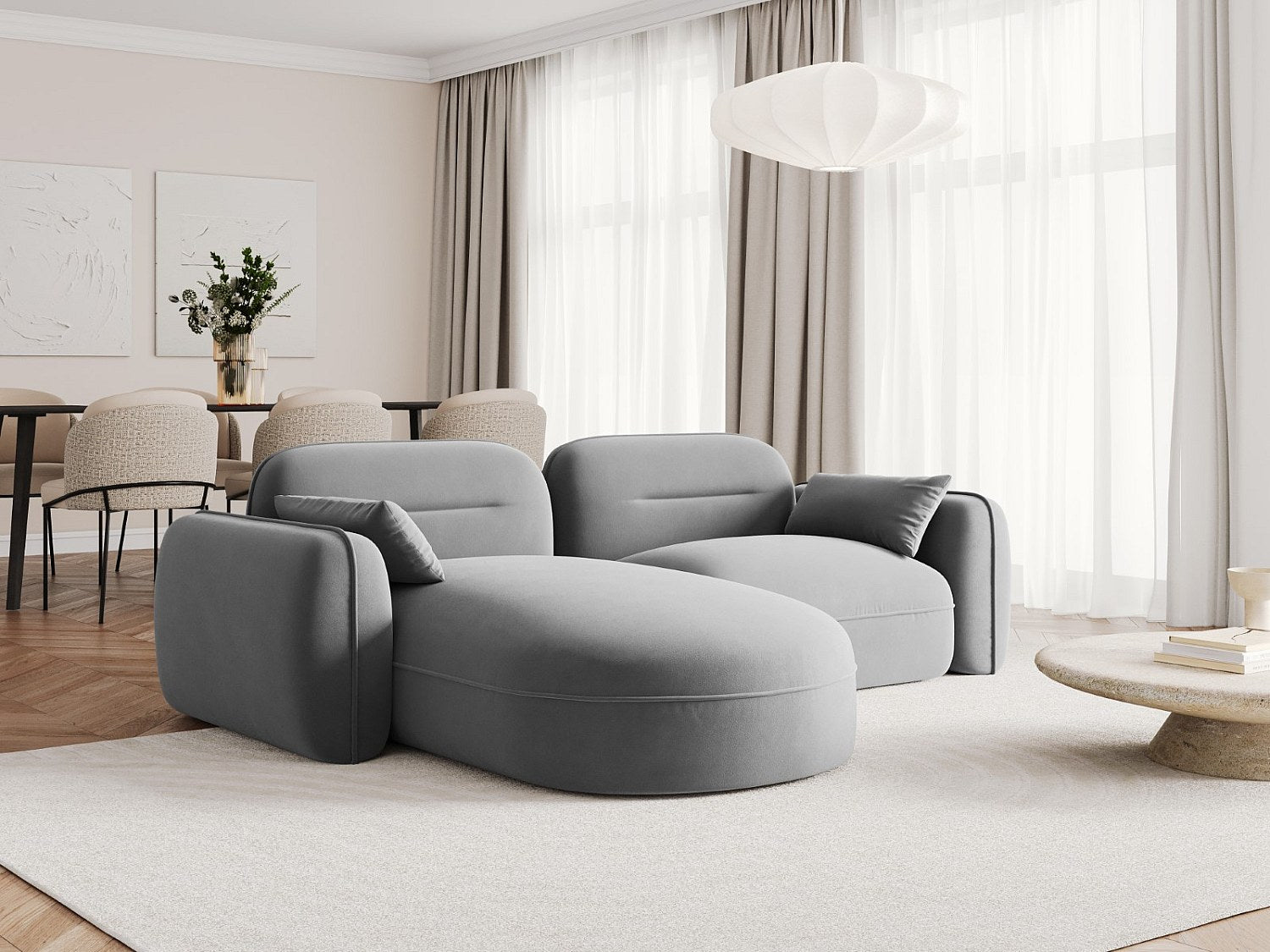 Canapé modulable 3 places gris velours