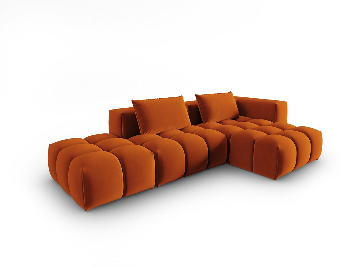 Canapé modulable 4 places orange velours
