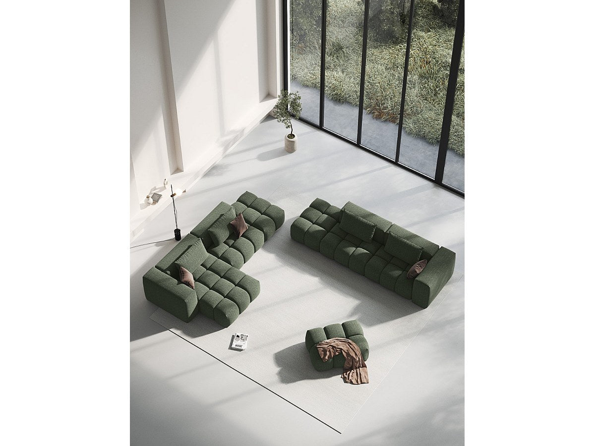 Canapé modulable 4 places vert tissu