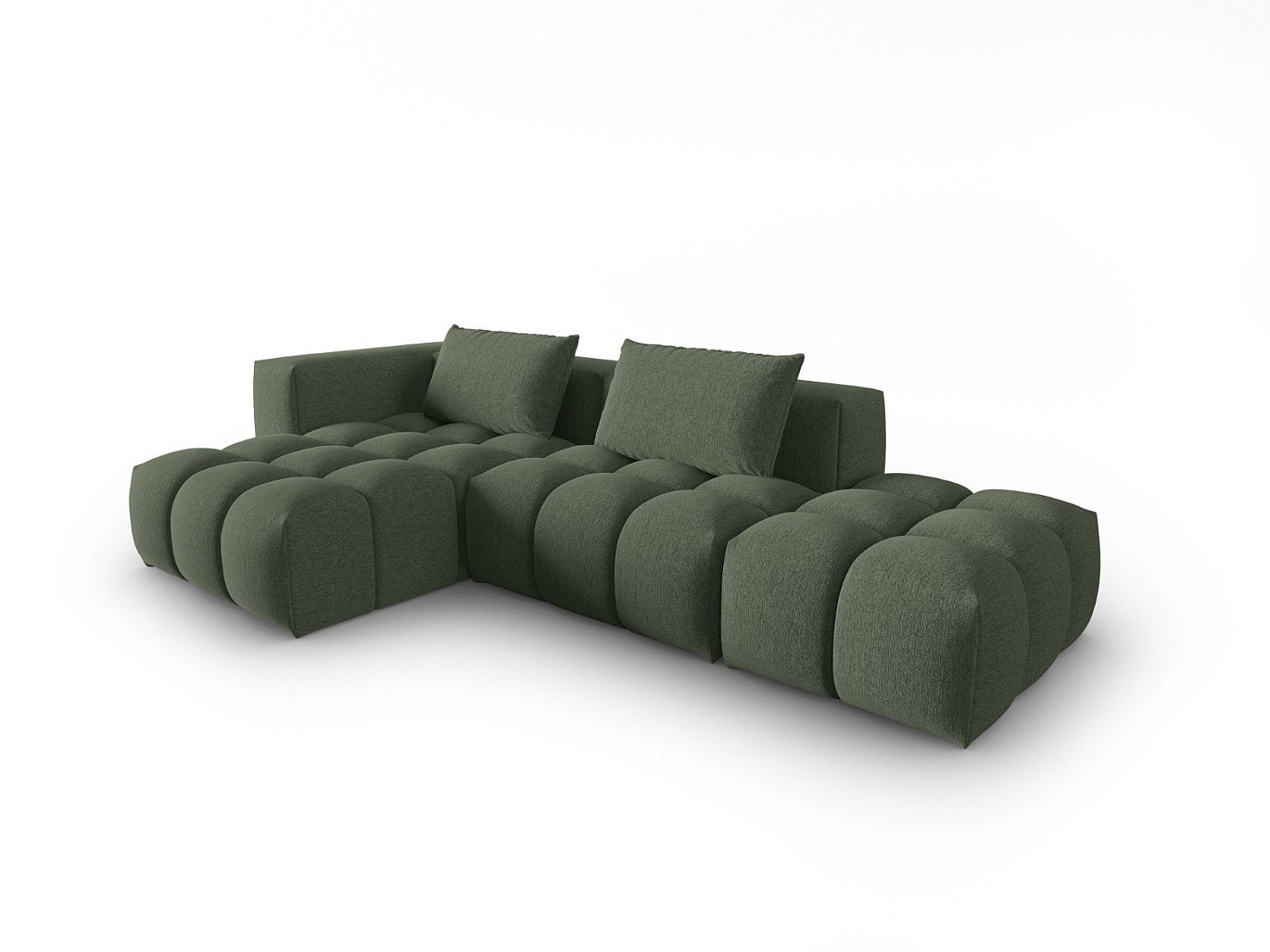 Canapé modulable 4 places vert tissu