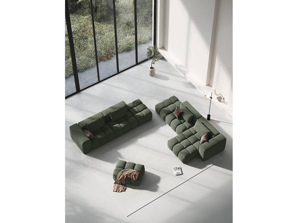 Canapé modulable 4 places vert tissu