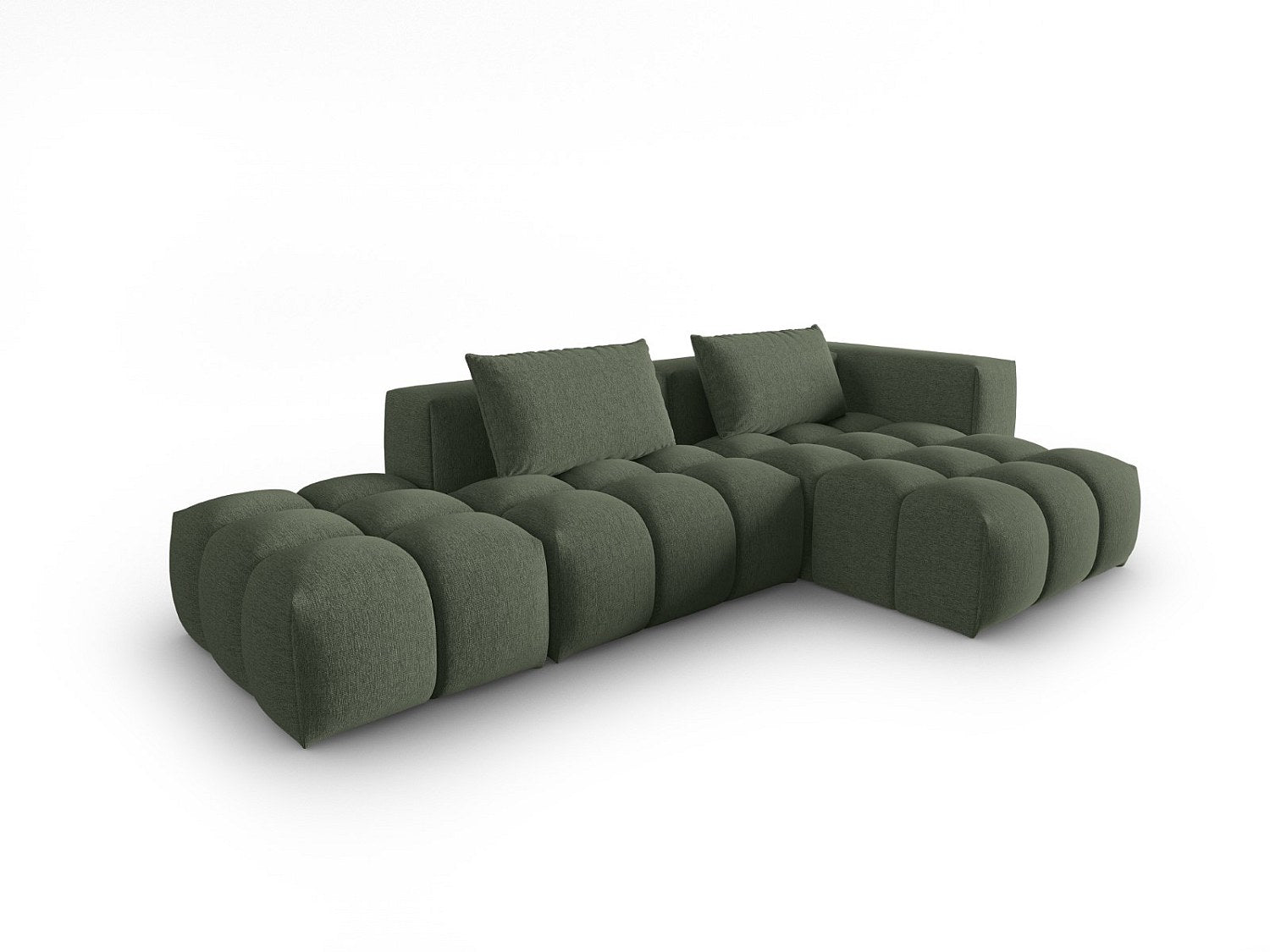 Canapé modulable 4 places vert tissu