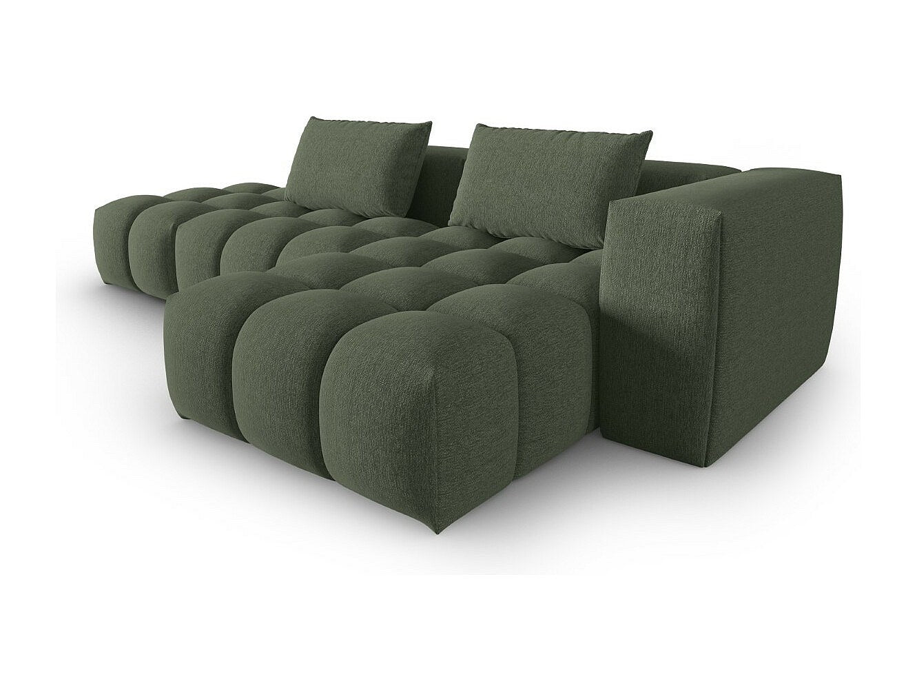 Canapé modulable 4 places vert tissu