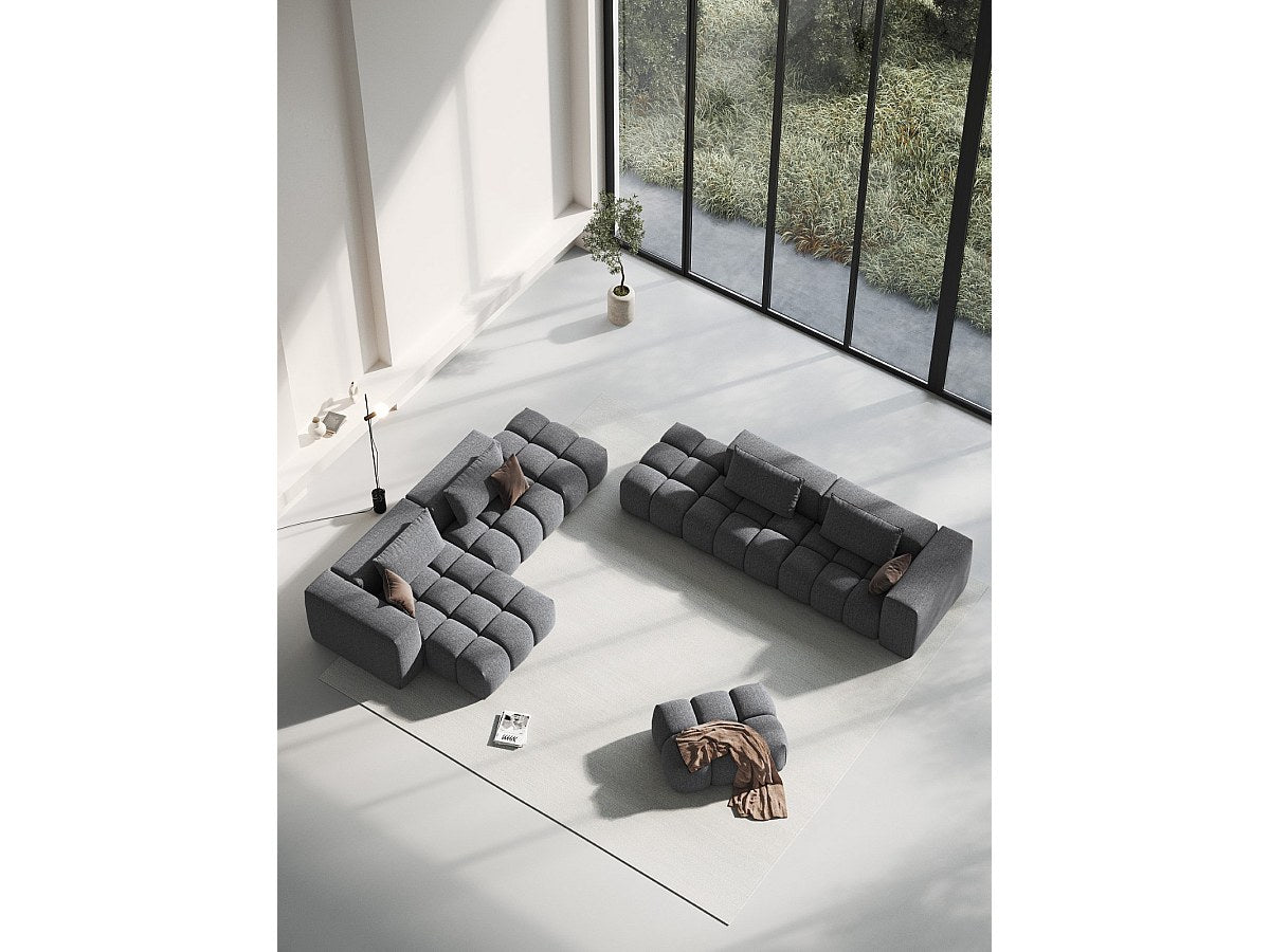 Canapé modulable 4 places gris tissu