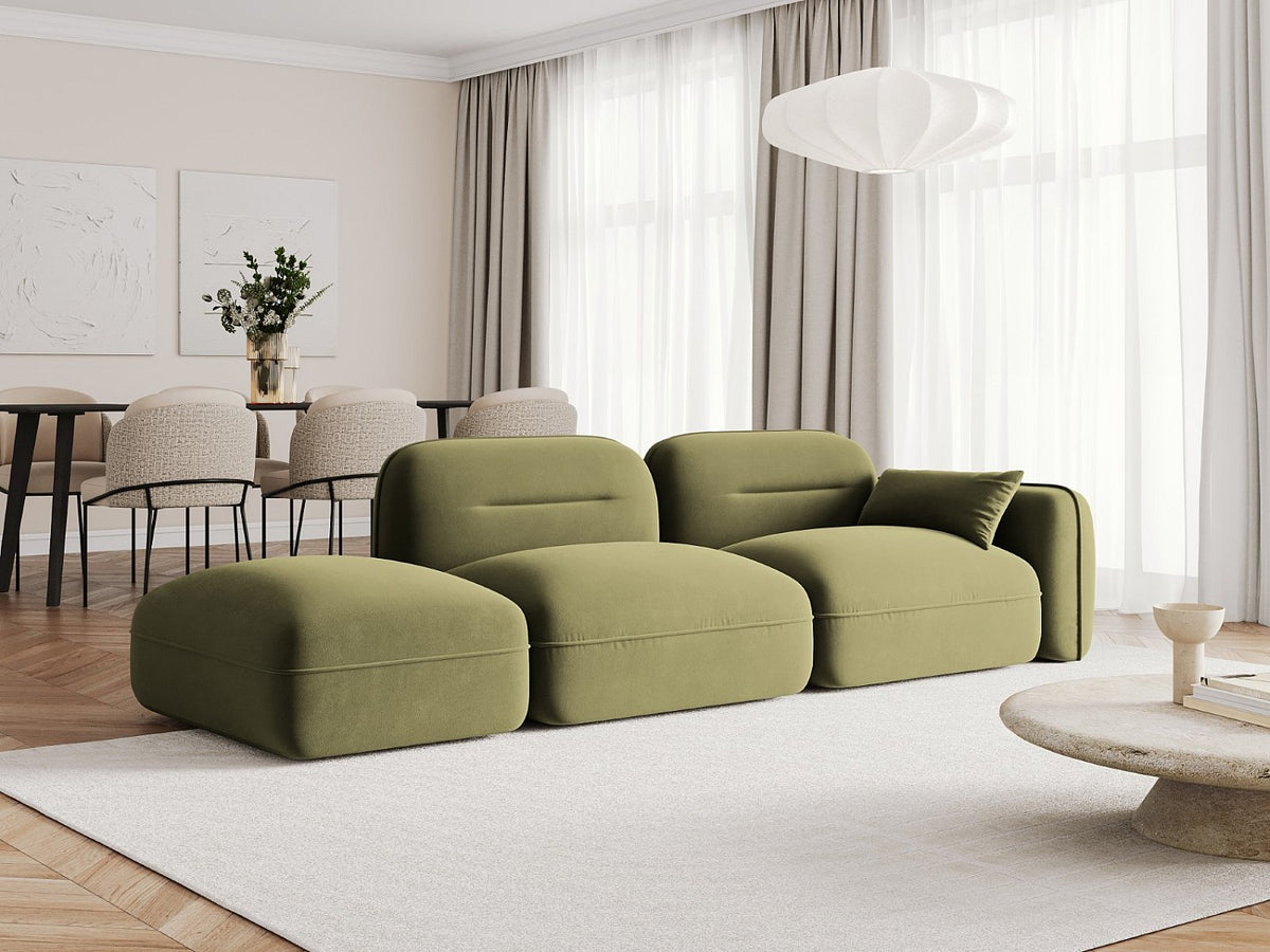 Canapé modulable 3 places vert velours