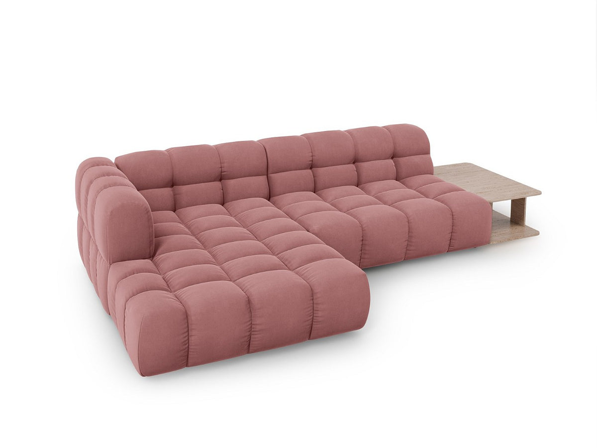 Canapé modulable 4 places rose velours