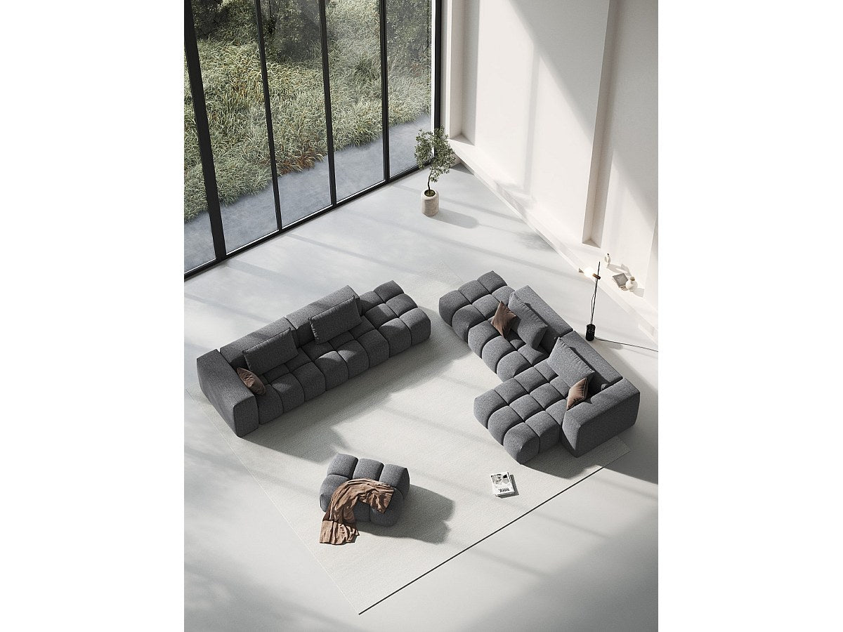 Canapé modulable 4 places gris tissu