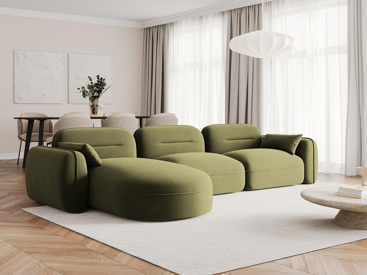 Canapé modulable 4 places vert velours