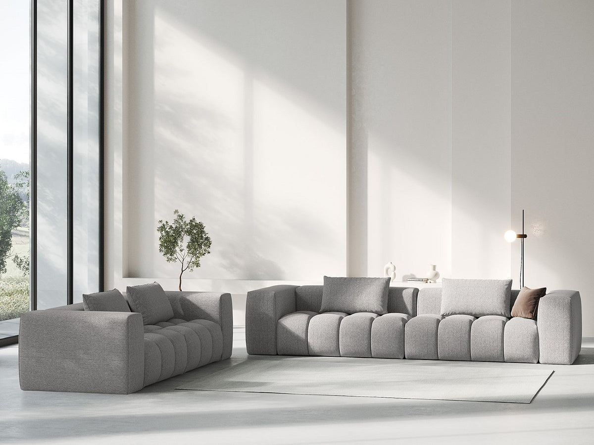 Canapé modulable 5 places beige tissu