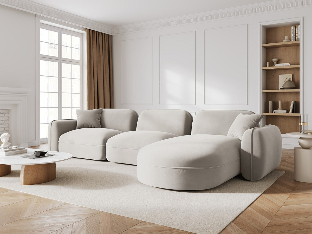 Canapé modulable 4 places beige velours