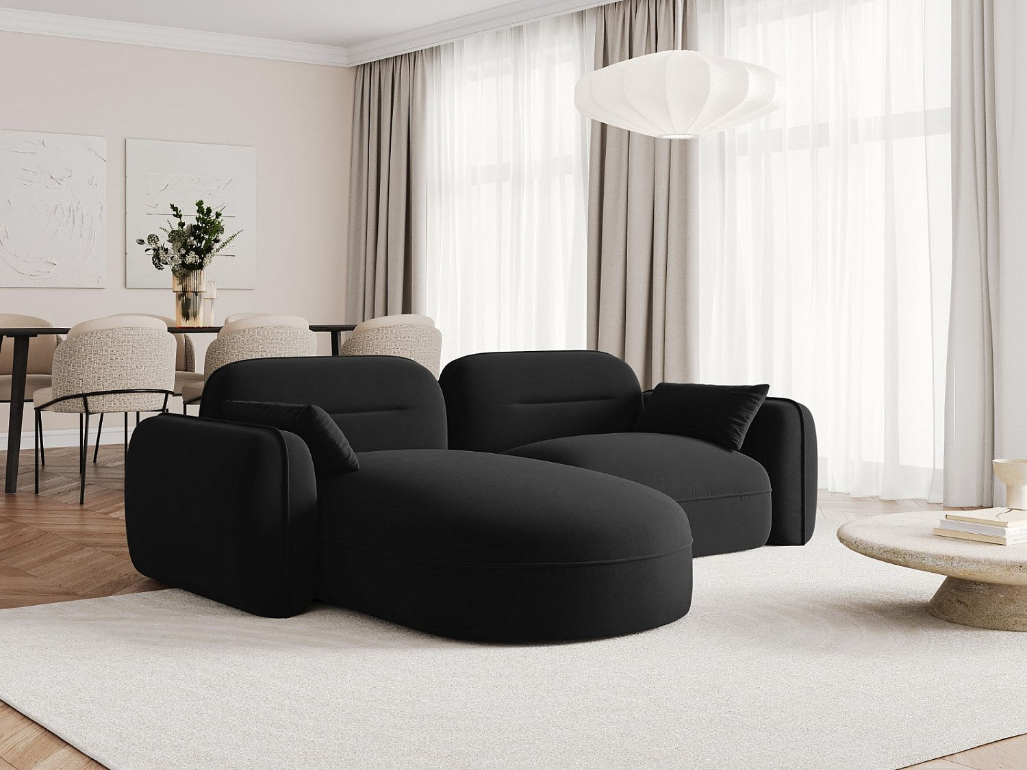 Canapé modulable 3 places noir velours