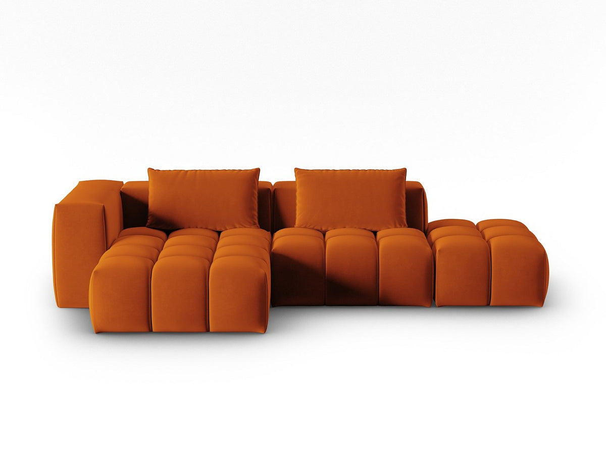 Canapé modulable 4 places orange velours