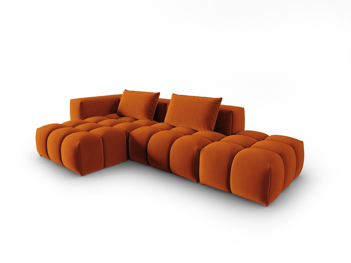 Canapé modulable 4 places orange velours