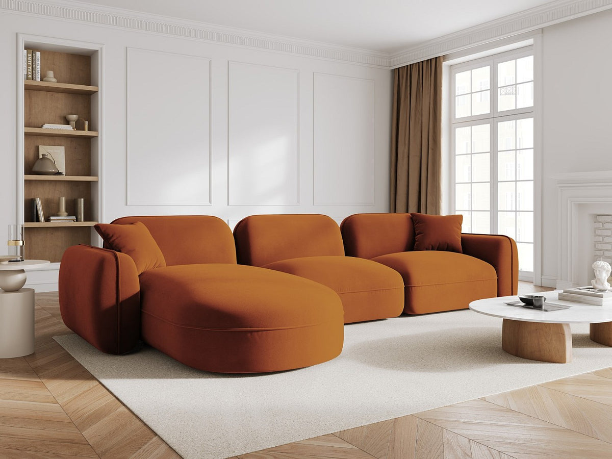Canapé modulable 4 places orange velours