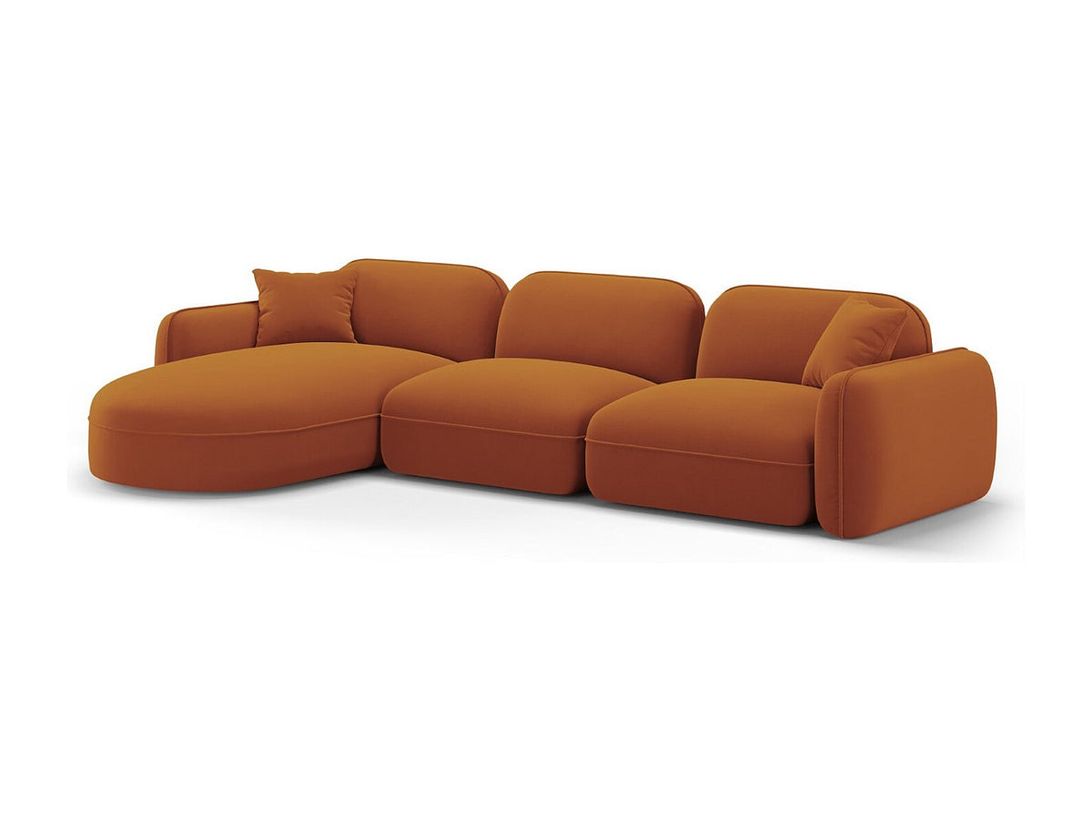 Canapé modulable 4 places orange velours