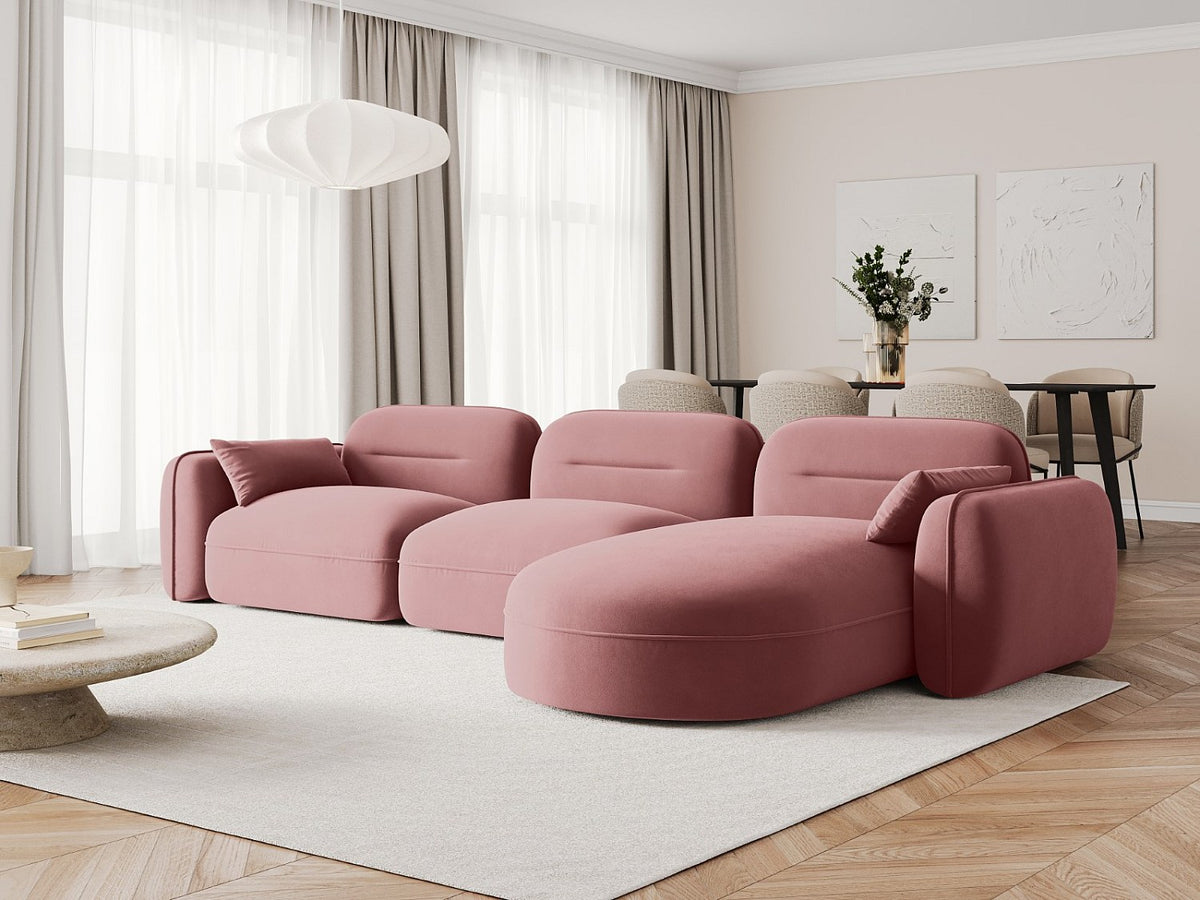 Canapé modulable 4 places rose velours