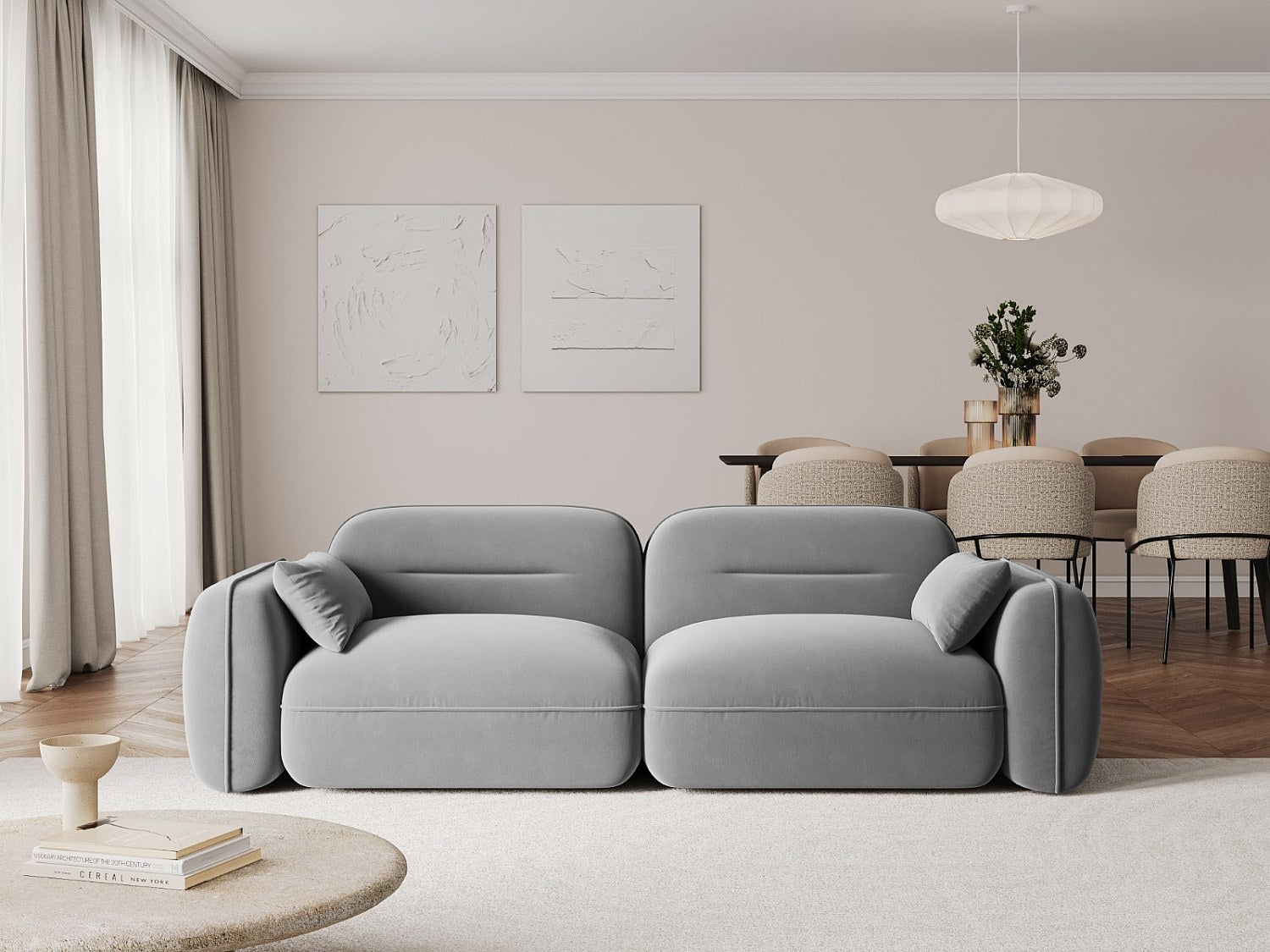 Canapé modulable 3 places gris velours