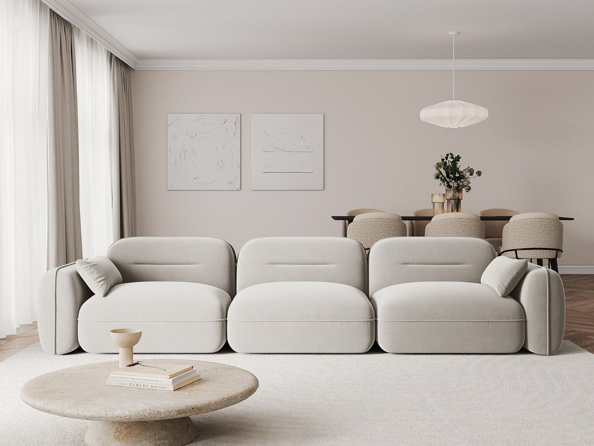 Canapé modulable 4 places beige velours