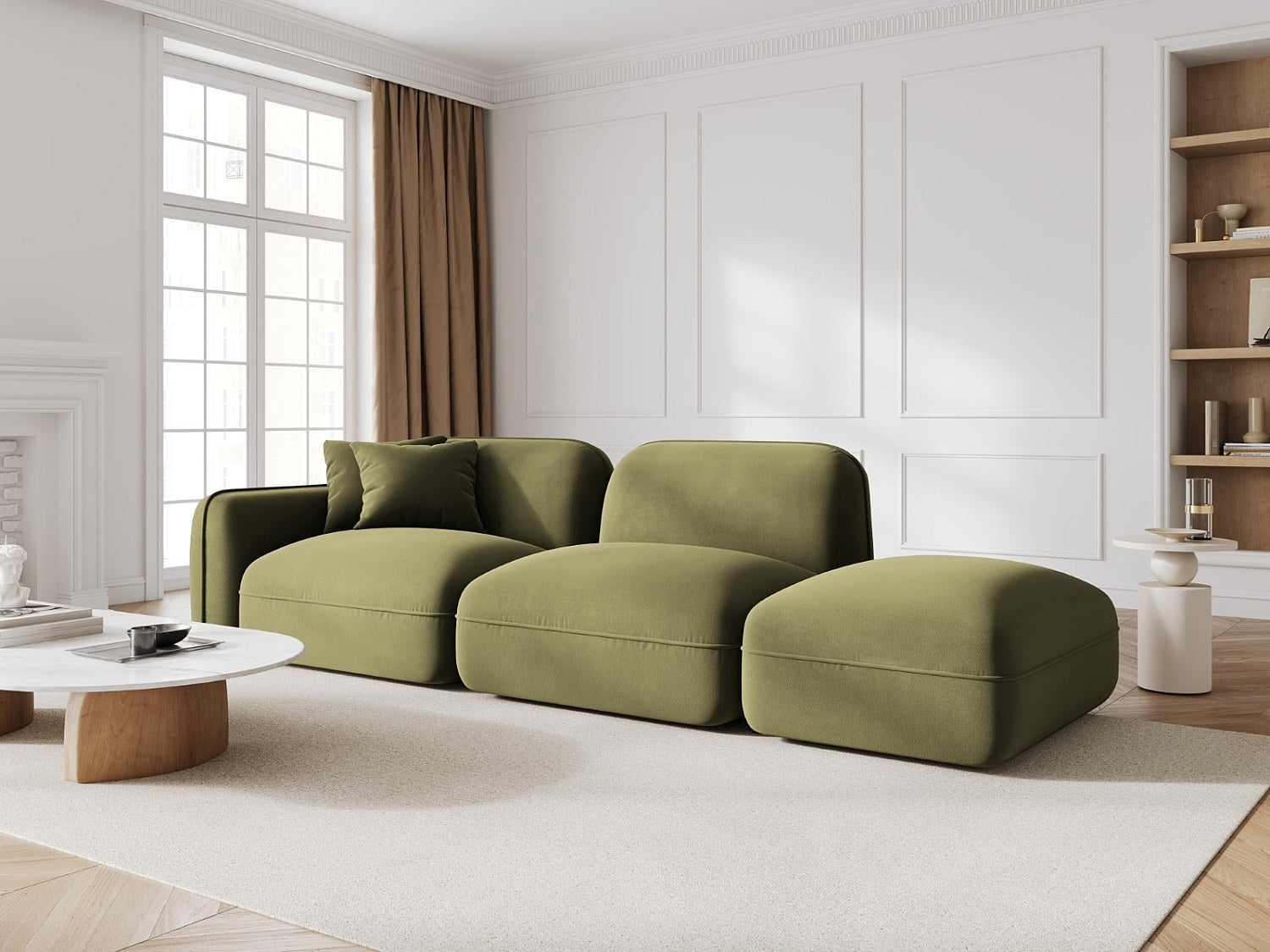 Canapé modulable 3 places vert velours