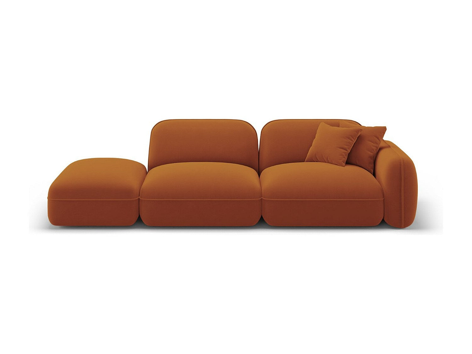 Canapé modulable 3 places orange velours