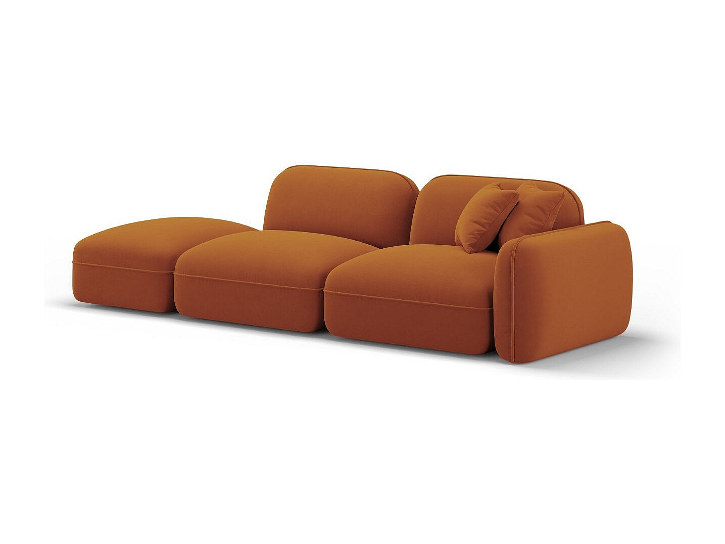 Canapé modulable 3 places orange velours