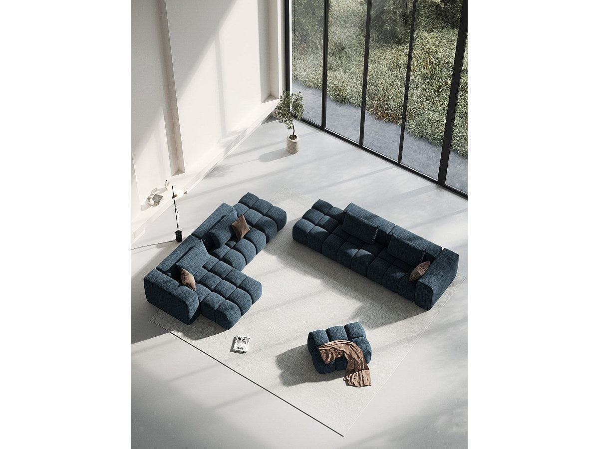 Canapé modulable 4 places bleu tissu