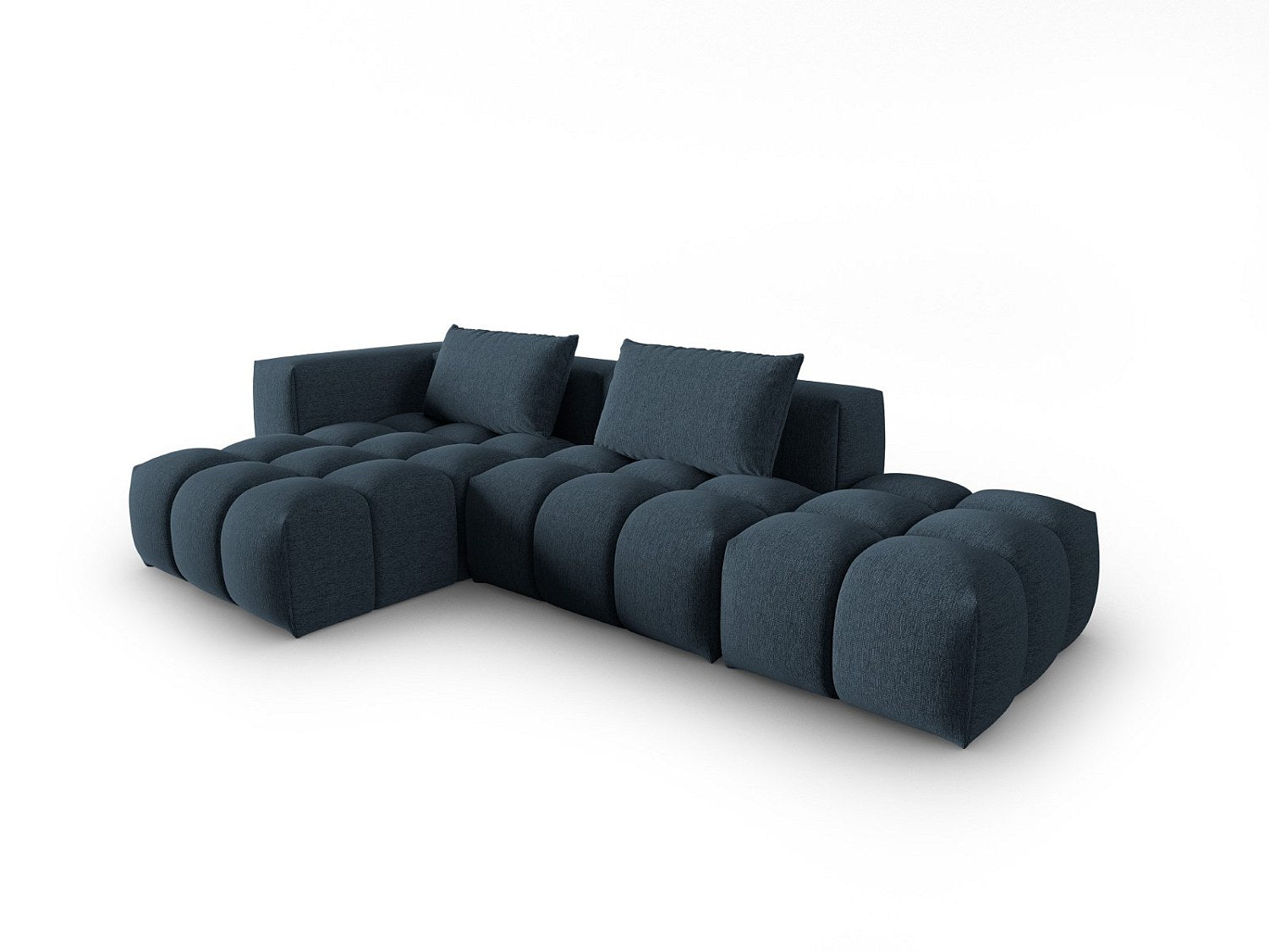 Canapé modulable 4 places bleu tissu