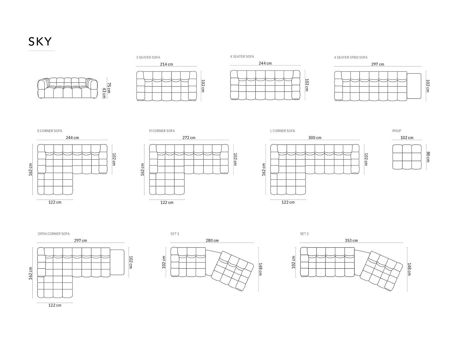 Canapé modulable 4 places beige velours