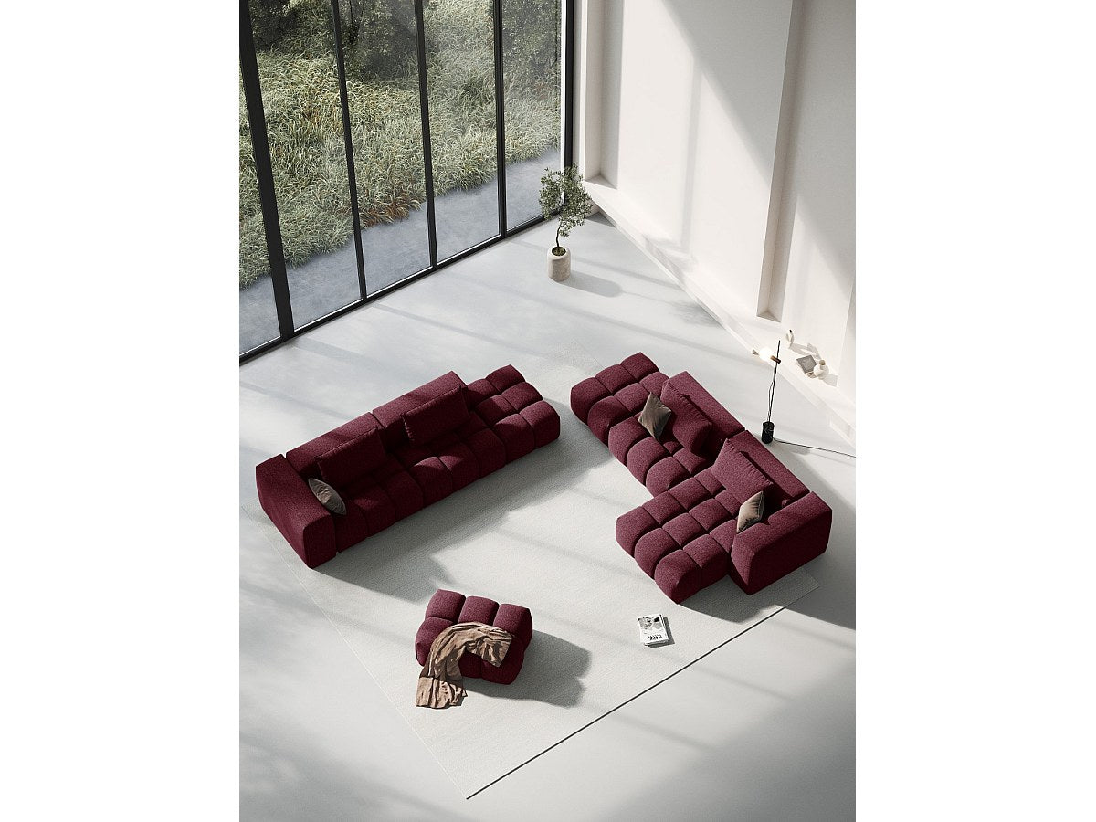 Canapé modulable 3 places rouge tissu