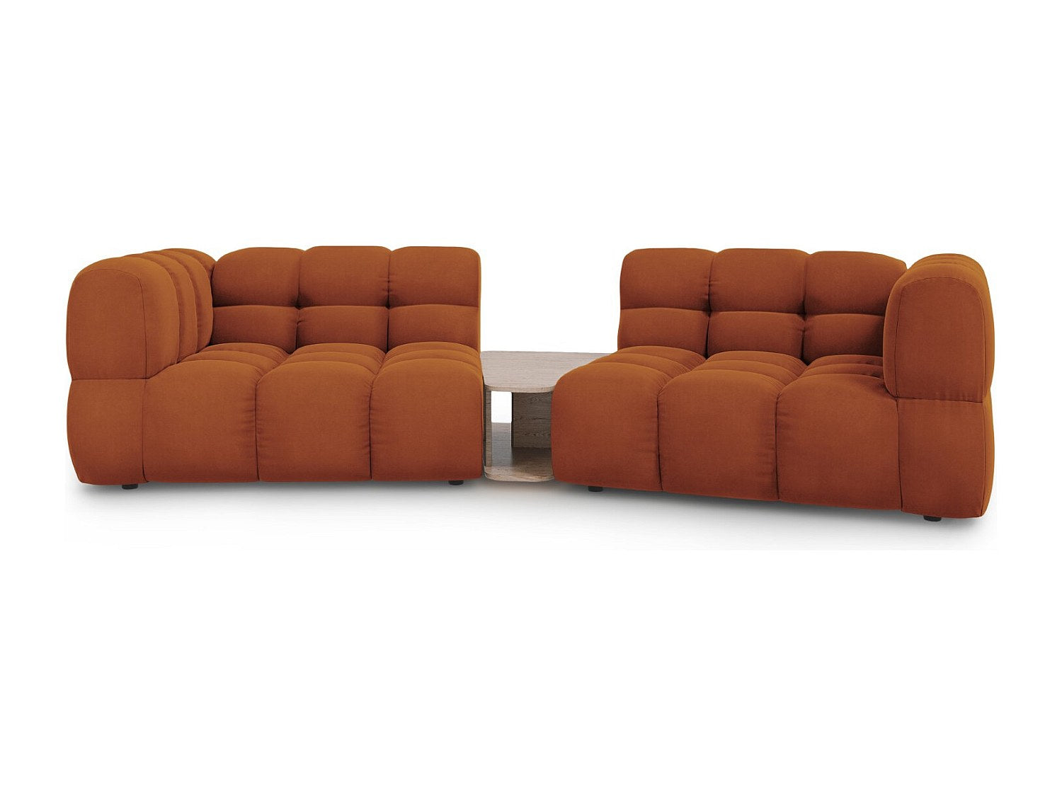 Canapé modulable 2 places orange velours