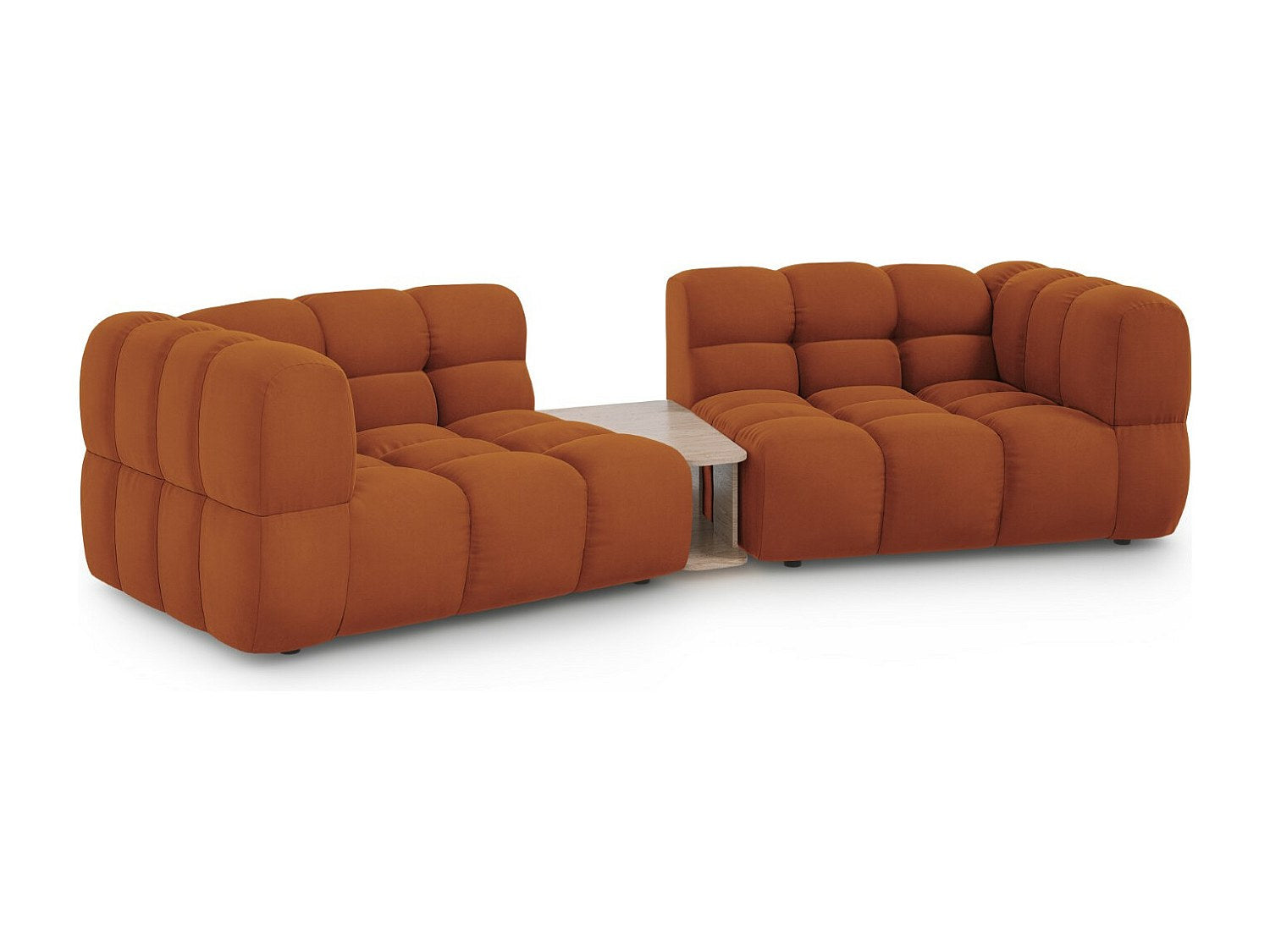 Canapé modulable 2 places orange velours