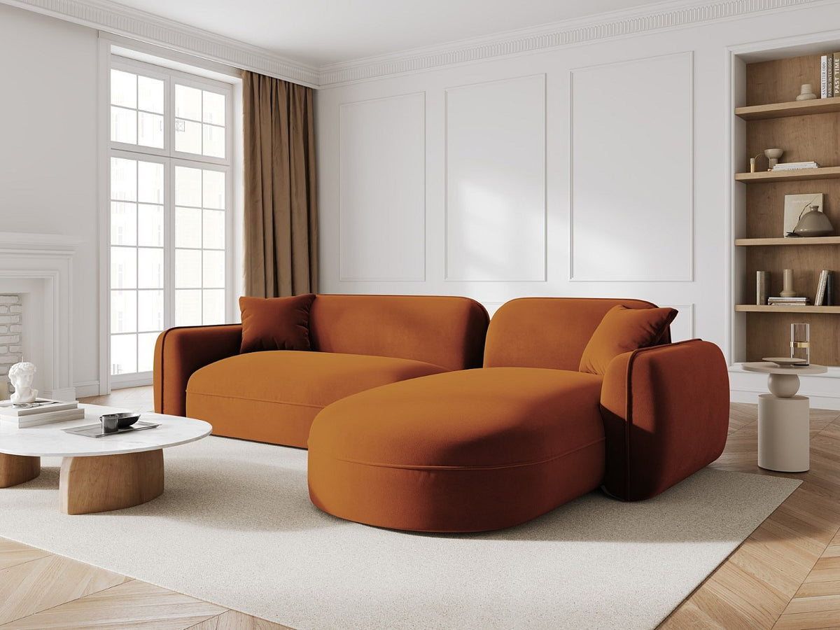 Canapé modulable 4 places orange velours