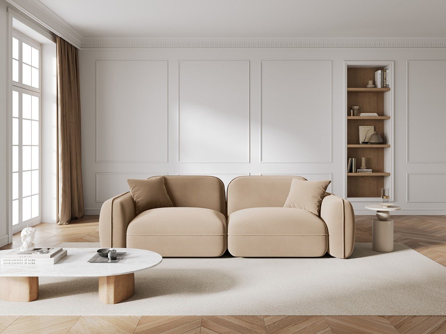Canapé modulable 3 places marron velours