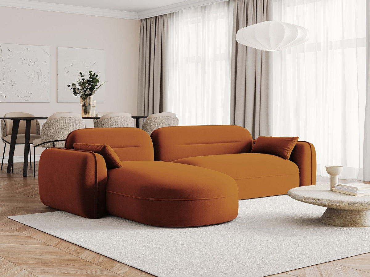 Canapé modulable 4 places orange velours
