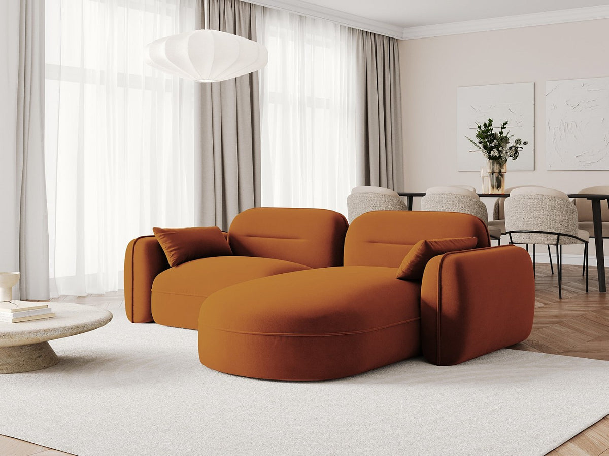 Canapé modulable 3 places orange velours