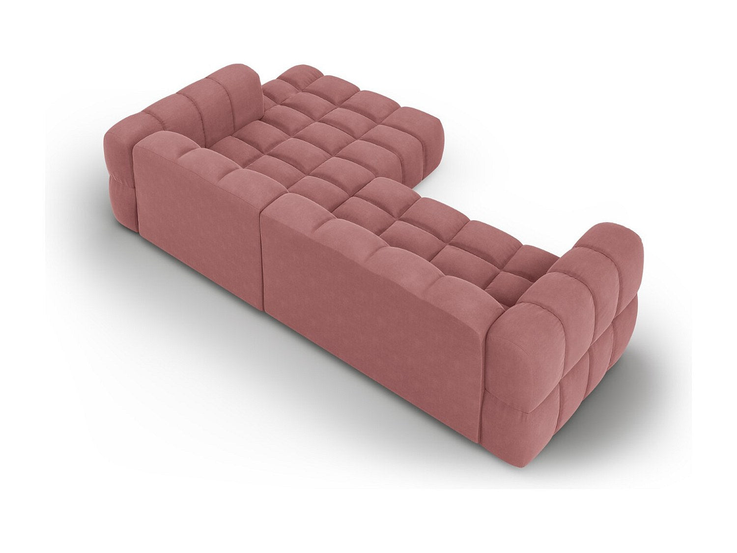 Canapé modulable 4 places rose velours