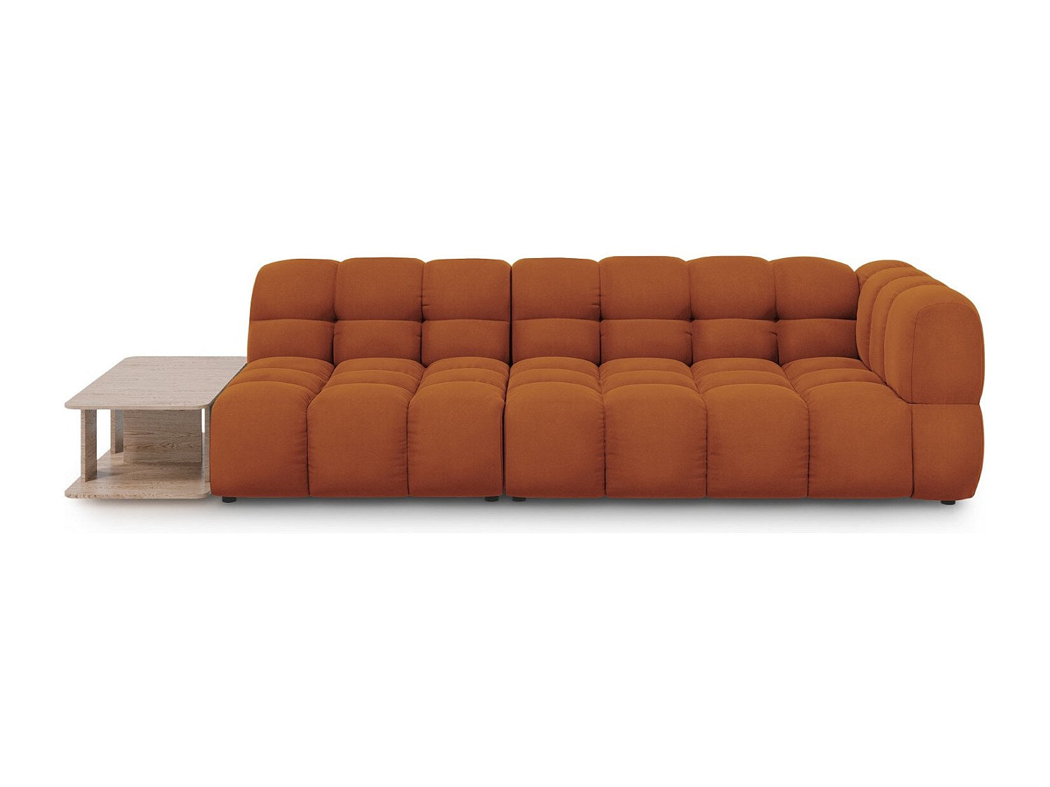 Canapé modulable 4 places orange velours