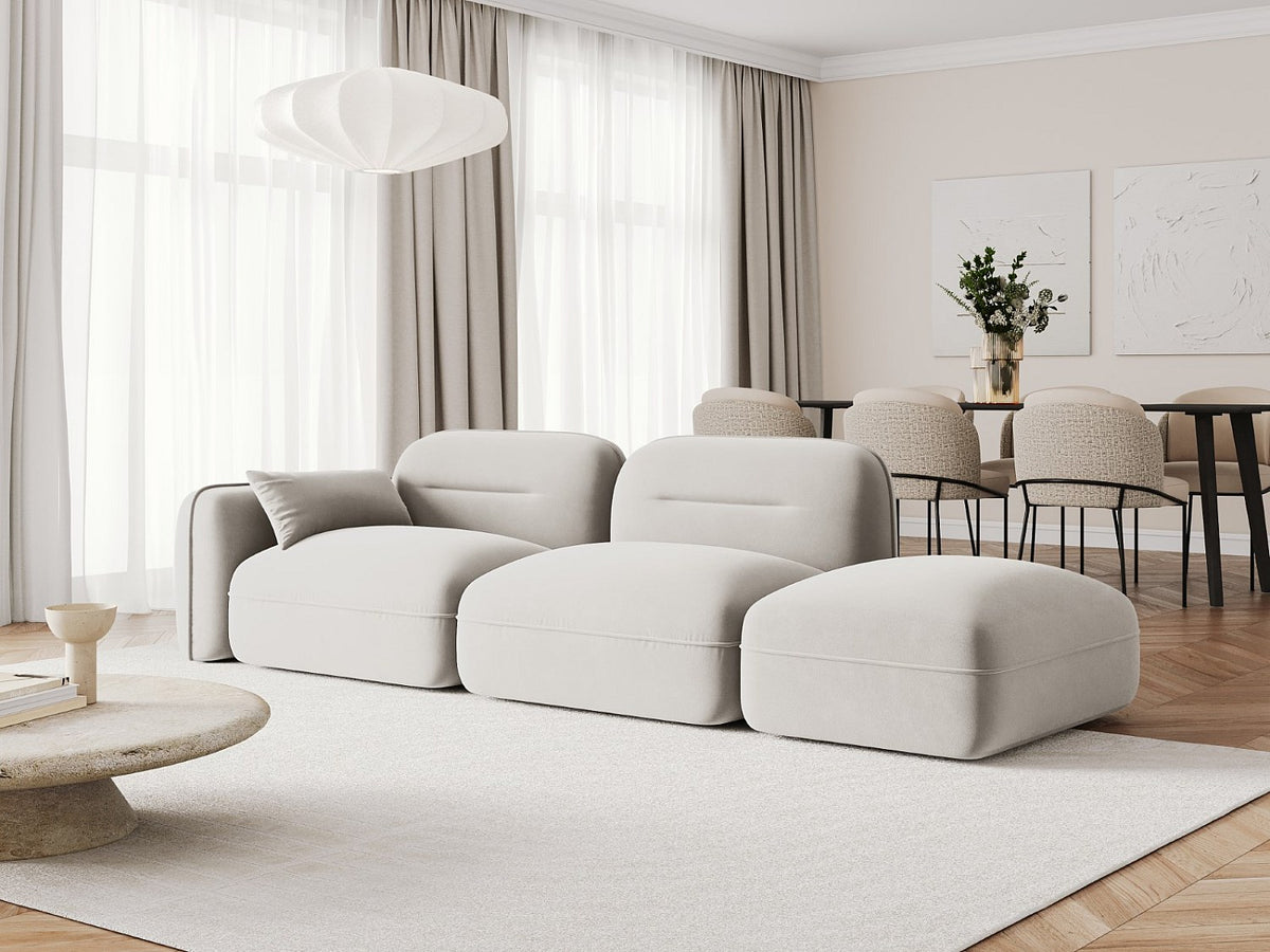 Canapé modulable 3 places beige velours