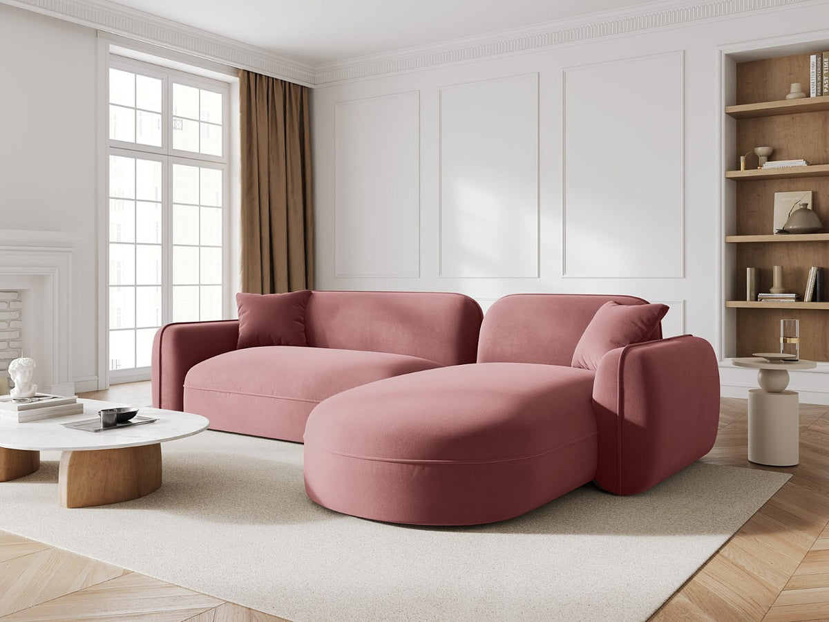 Canapé modulable 4 places rose velours