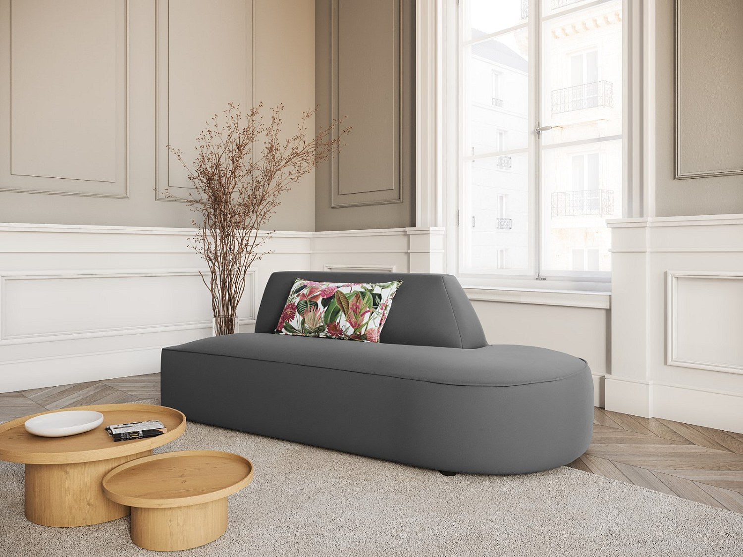 Canapé modulable 2 places gris velours - Charles