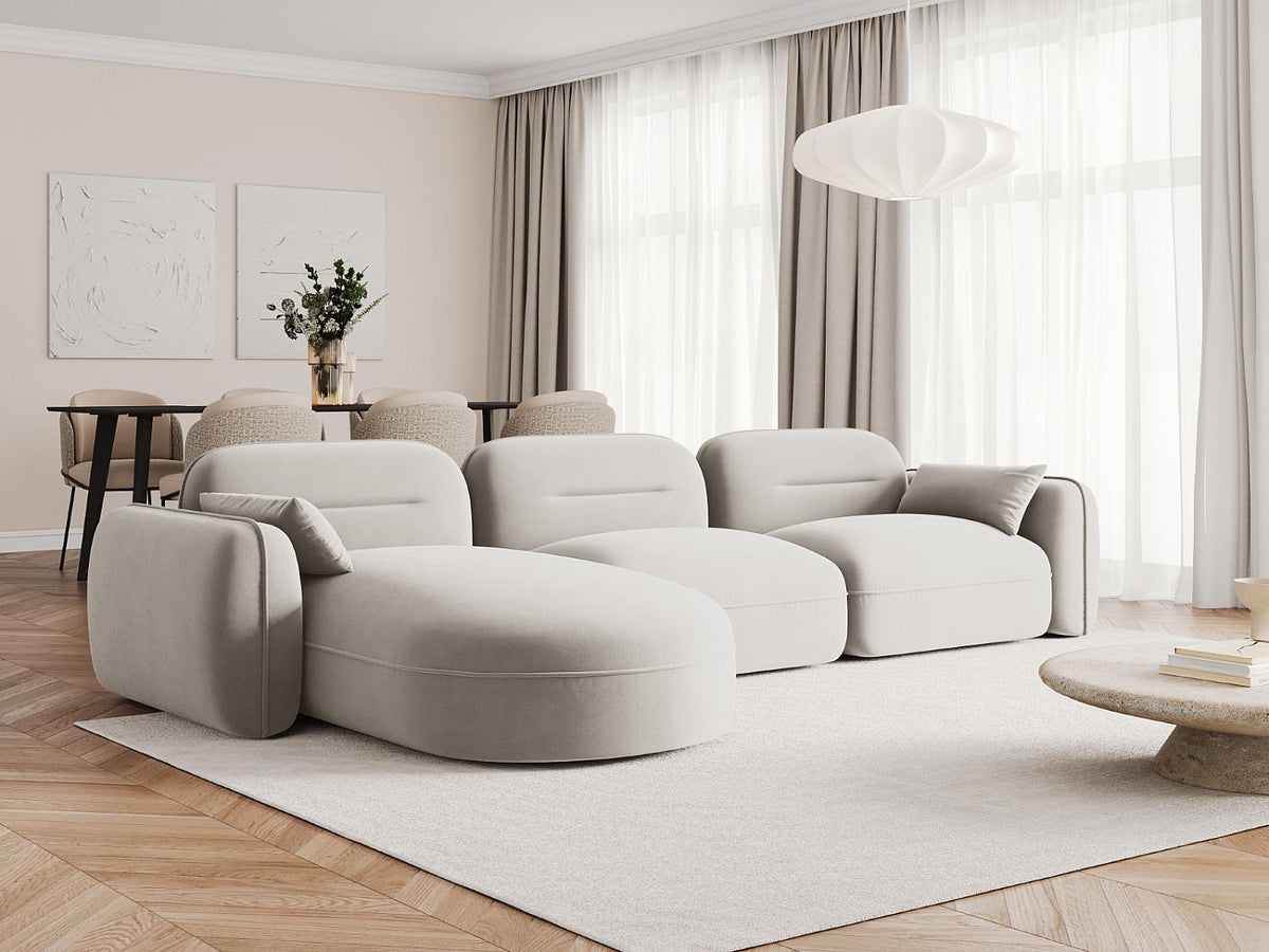 Canapé modulable 4 places beige velours