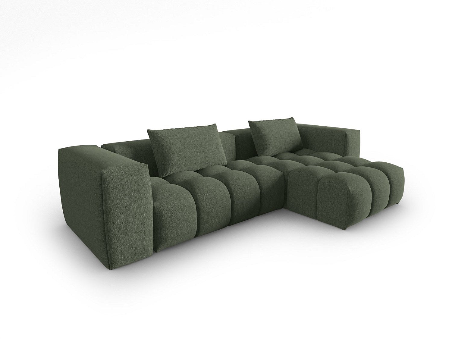 Canapé modulable 3 places vert tissu